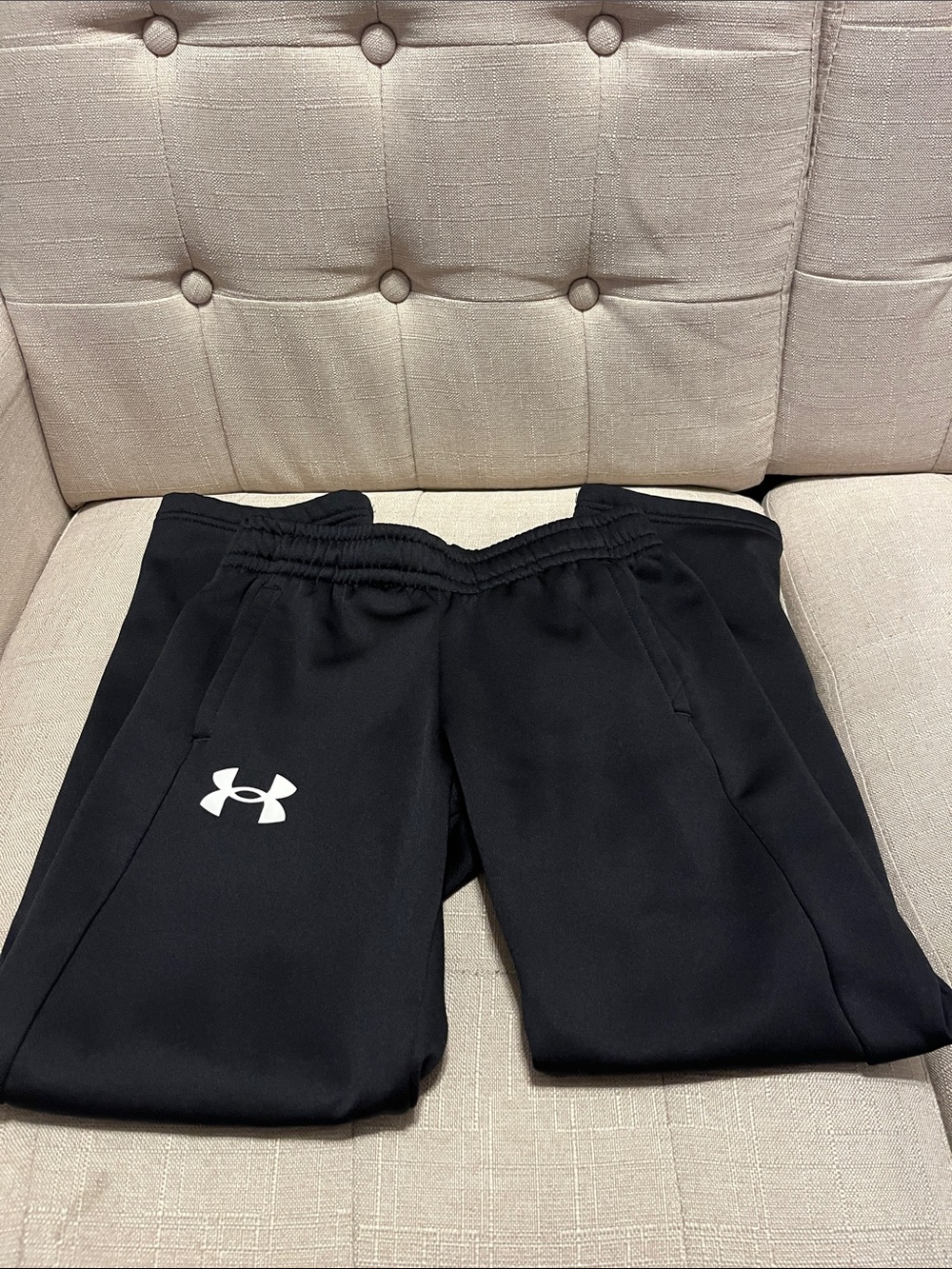 Under Armour Black Sweatpants with White Logo - Kids